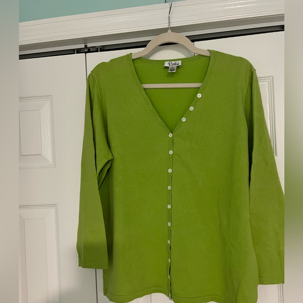 Lilly Pulitzer Green Button-Up Cardigan